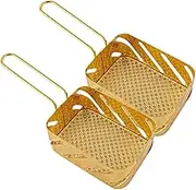STOBAZA Sturdy Metal Fry Baskets Comfortable Grip 2pcs Mini Deep Fryer Baskets French Fries Holder for Cooking