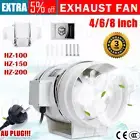 4/6/8" Silent Fan Extractor Duct Hydroponic Inline Exhaust Industrial Vent oz