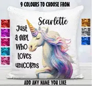 Unicorn Sequin Cushion Cover Flip Sequin Throw Pillow Personalised
