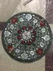 18" Marble Console End Side Table Top Seashell Carnelian Inlay Patio Decor E756A