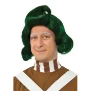 Willy Wonka Chocolate Factory Oompa Loompa Green Halloween Costume Wig, for Adul
