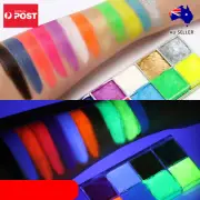 12 Color Face Painting Glow in Dark Body Art Makeup Kit Splashproof Oil Based AU