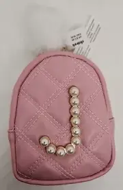 Claire's Pearl Initial Quilted Blush Backpack Mini Coin Purse NWT