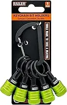 Railer Bit Holder Keychain 5pc - 1/4 inch Hex Shank Bit Holders - Quick-change Design For Nut Driver, Screwdriver & Drill Bits, Include Keychain Carabiner