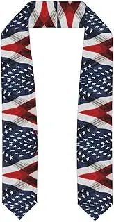 [SKKNT] American Flag Print Graduation Shawl Stole For Academic Commencements Honor Sash Congratulations Gift
