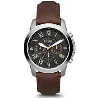 在飛比找PChome24h購物優惠-FOSSIL Grant 旗艦三眼計時復刻腕錶-黑/咖啡/4