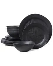 Oneida Ridge Black 12pc Dinnerware Set