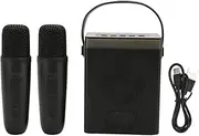 Dpofirs Karaoke Machine for Kids, Mini Portable Bluetooth Speaker with 2 Wireless Microphones, RGB Light Show, Black