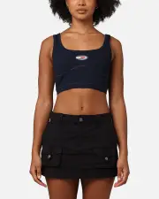 [TOMMY JEANS] Tommy Jeans Women's Archive Bralette Crop Top Dark Night Navy - Size L L Dark Night Navy