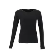 Women's Long Sleeve Thermal Fleece Crew Neck Soft Stretch Plain Color T-Shirt
