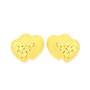 9ct Gold Diamond-cut Heart Stud Earrings