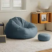 [HHCTEBEC] Bean Bag Chair Adult Big Faux Leather Bean Bag Cover Waterproof Lazy Bean Bag Chair (No Filler) Stuffed Animal Storage Bean Bag Chair Cover Sofa Bed Cover,G-90 * 100cm