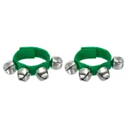 2 Pack Wrist Bells, Jingle Bells Christmas Hand Bells with 4 Bells Green