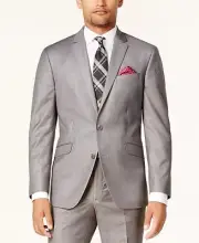 KENNETH COLE Men's Light Grey Basketweave Slim Fit Sport Coat 46L hap0925