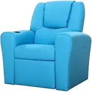 Kids Recliner Chair PU Leather Sofa Lounge Couch Blue Comfortable Fun