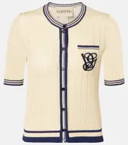 [Valentino] Valentino Cable-knit linen-blend cardigan AU 12 beige