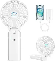HandFan 5200mAh Handheld Fan, Portable personal Fan USB Rechargeable 3 Speed Adjustable, Strong Wind, Foldable Design, for Home Office Camping and Outdoor Activities