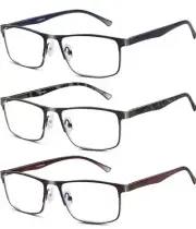 Reading Glasses for Men 0.75 - 3 Blue Light Blocking Glasses Metal Readers