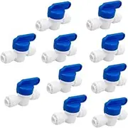 2017 HV1414 mini white plastic quick fitting straight inline shut off Ball valve Hand valve for tubing OD 1/4x 1/4used for RO system refrigerator ice maker coffee machine (Pack of 10)