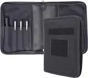 VEPKOIT A5 Binder Cover, Large A5 Notebook Holder and Travelers Notebook Cover with Pouch, Leather Book Cover for Police and Army, 7" x 9" OCP Book Cover with Zippered - Black (Cover Only)
