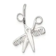 Sterling Silver Comb & Scissors Charm