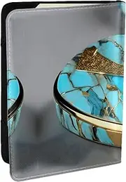 [GaxfjRu] Turquoise Marble Print Leather Passport Holder Covers Case, Waterproof Travel Wallet Passport Holder for Women Men, Black, One Size