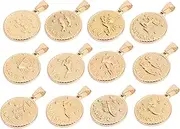 [COHEALI] Zodiac Pendant Jewelry Kits Dainty Necklaces Dainty Jewelry Circle Necklace Charm Necklace Twelve Constellation Charm Pendant Hand Jewelry Zodiac Beads Golden Stainless Steel