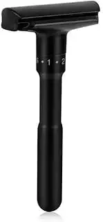 Kenem-X Adjustable Double Edge Safety Shaving Razor with Travel Pouch (Black)
