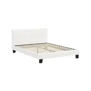 Oikiture Bed Frame Queen Size Base White Boucle TOFU