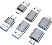 AreMe USB C Adapter (6 Pack), USB A Male to USB C Male, USB 3.0 Male to USB C Female, USB Type-C Male to USB 3.0 Female Converter Connector (Grey)