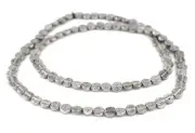 Baule-Style Circular Silver Beads 7mm Flat White Metal 24 Inch Strand