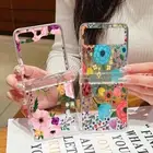 For Samsung Galaxy Z Flip6 Flip5 Flip4 3 Flower Clear Hard Folding PC Case Cover