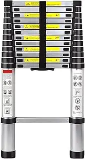 [ARCHOM] Telescopic Ladder Aluminum Extension Telescoping Foldable Lightweight Multi-Purpose Extend and Climb Ladder Sliding Latch Retraction - 330lb Load Capacity EN131 Standard(4.5M/15Ft)