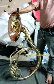 Sousaphone 16 "bell of pure brass metal in golden color with box & free shipping