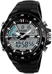 [sdsau] David Fashion SKMEI Men Swimming Watch Casual Military Dual Time Alarm Chronograph 50M Waterproof Wristwatches - Full Black