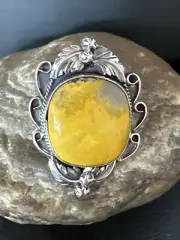 Yellow Bumble Bee Jasper Navajo Sterling Silver Ring Size 10 14948