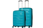 Delphin Wave Hardside 2 Piece Spinner Suitcase Set Large & Medium Turchese Blue