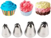 4 Piece Stainless Steel Piping Tips Piping Nozzles Cake Decorating Supplies