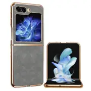 For Samsung Galaxy Z Flip5 5G Textured Coated PC Folding Phone Cover Ultra Thin Electroplated Case