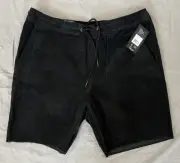 Brixton Men's Madrid II Corduroy Short Elastic Waist Size Large Black Cord BNWT