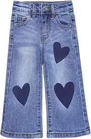 [Kidscool Space] Baby Little Girl Jeans,Simple Design Wide Leg Flared Hem Denim Pants