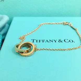 Tiffany 玫瑰金 雙環 k金 手鍊 九成新