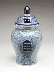 AA Importing 59759 18 Inch Blue & White Ginger Jar