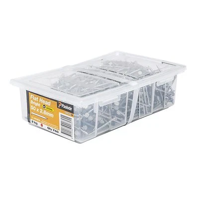 Paslode FLAT HEAD NAILS Bright Steel 2kg - 50x2.8mm, 65x2.8mm Or 100x4.5mm