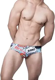 [Top Spot Apparel] Men's Big Bang Enhancing Low Rise Swim Briefs, Front Removable Pad and Push-Up Cup