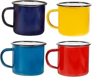 Abaodam 4Pcs Vintage Enamel Mugs Old Style Travel Coffee Cups Durable Camping Water Mugs for Tea Milk and Soup Peacock