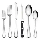36-Piece Silverware Set with Steak Knives, Stainless Steel Flatware Cutlery S...