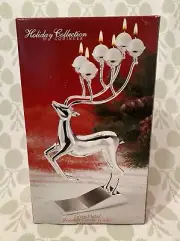 Godinger Silver Plated Reindeer Deer Candle Holder with Candles - New In Box