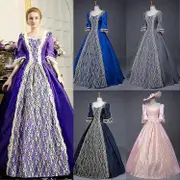 Women's Dress Plus Size Medieval Ball Gowns Costumes For Women Victorian Dress Stage Play xi D-Dark Blue L