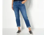 NYDJ - Margot Girlfriend Jeans w/ Double Roll Cuff - Heron Blue